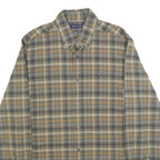 TOMMY HILFIGER Mens Green & Beige Check Shirt S Cotton Blend Classic Button-Down