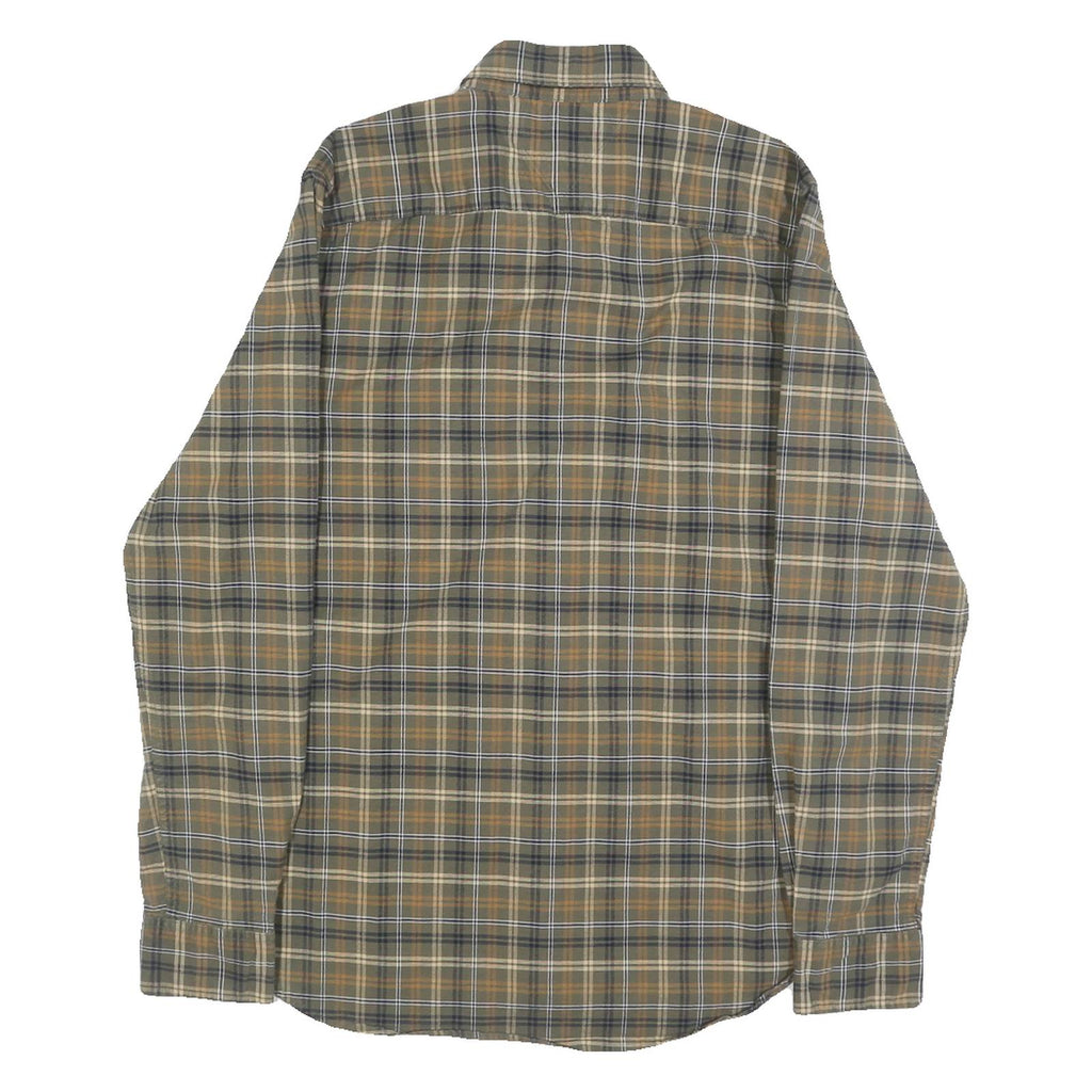 TOMMY HILFIGER Mens Green & Beige Check Shirt S Cotton Blend Classic Button-Down