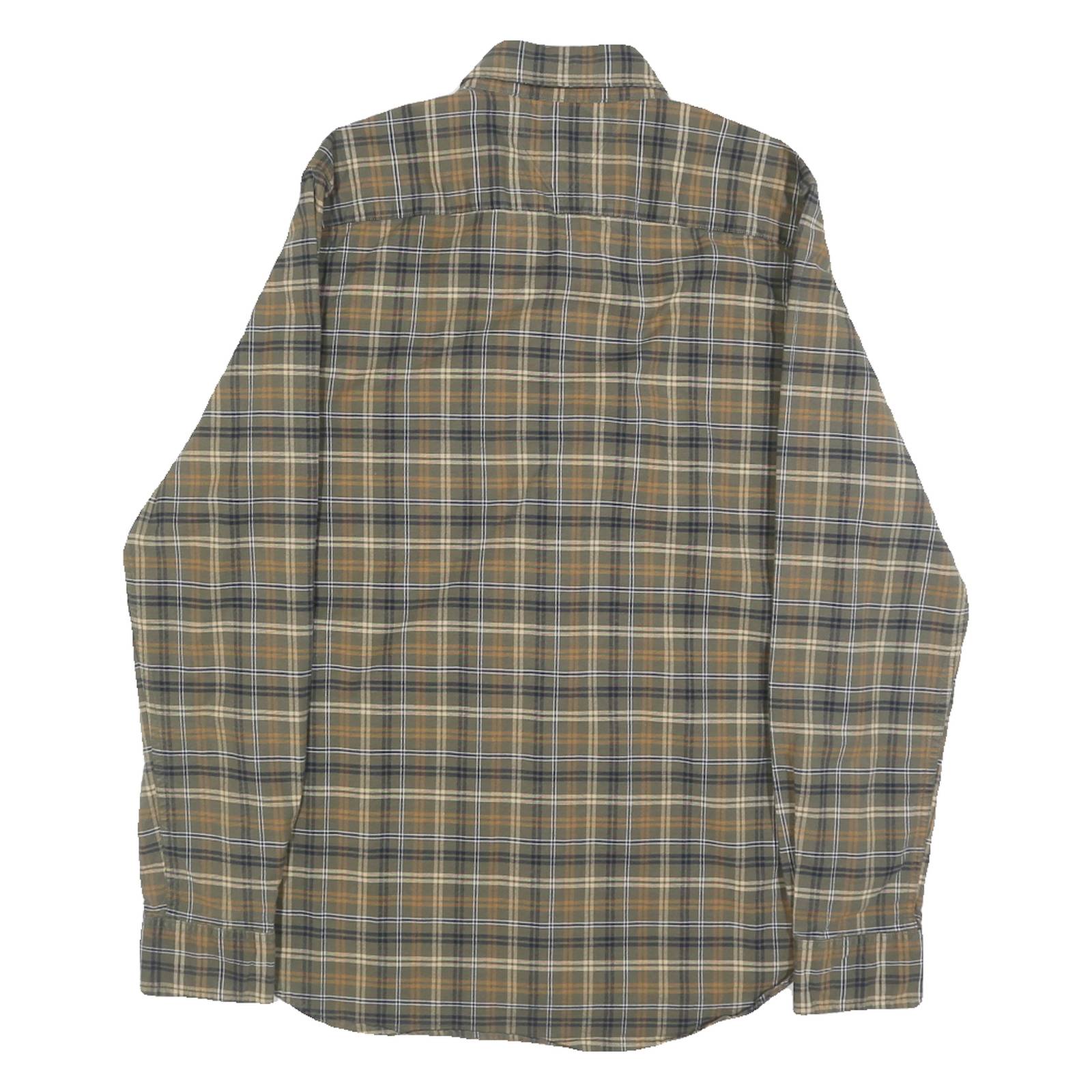 TOMMY HILFIGER Mens Green & Beige Check Shirt S Cotton Blend Classic Button-Down
