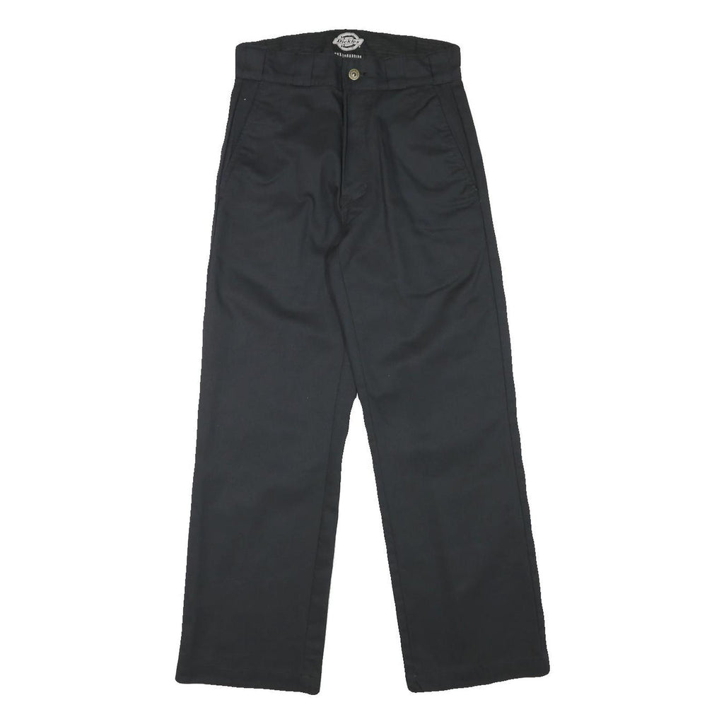 DICKIES Womens Black Regular Straight Cotton Blend Trousers W26 L27 Workwear Zip