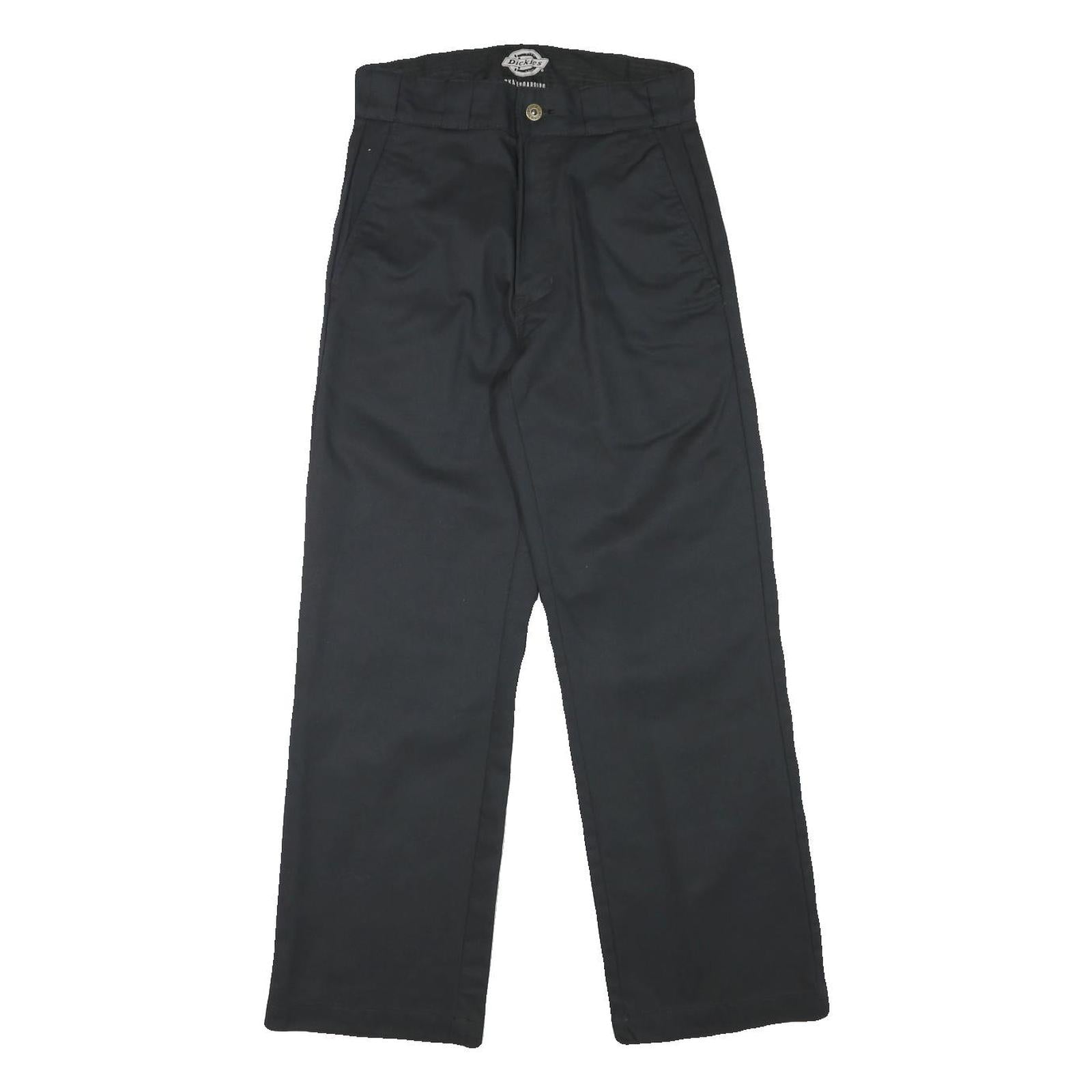 DICKIES Womens Black Regular Straight Cotton Blend Trousers W26 L27 Workwear Zip