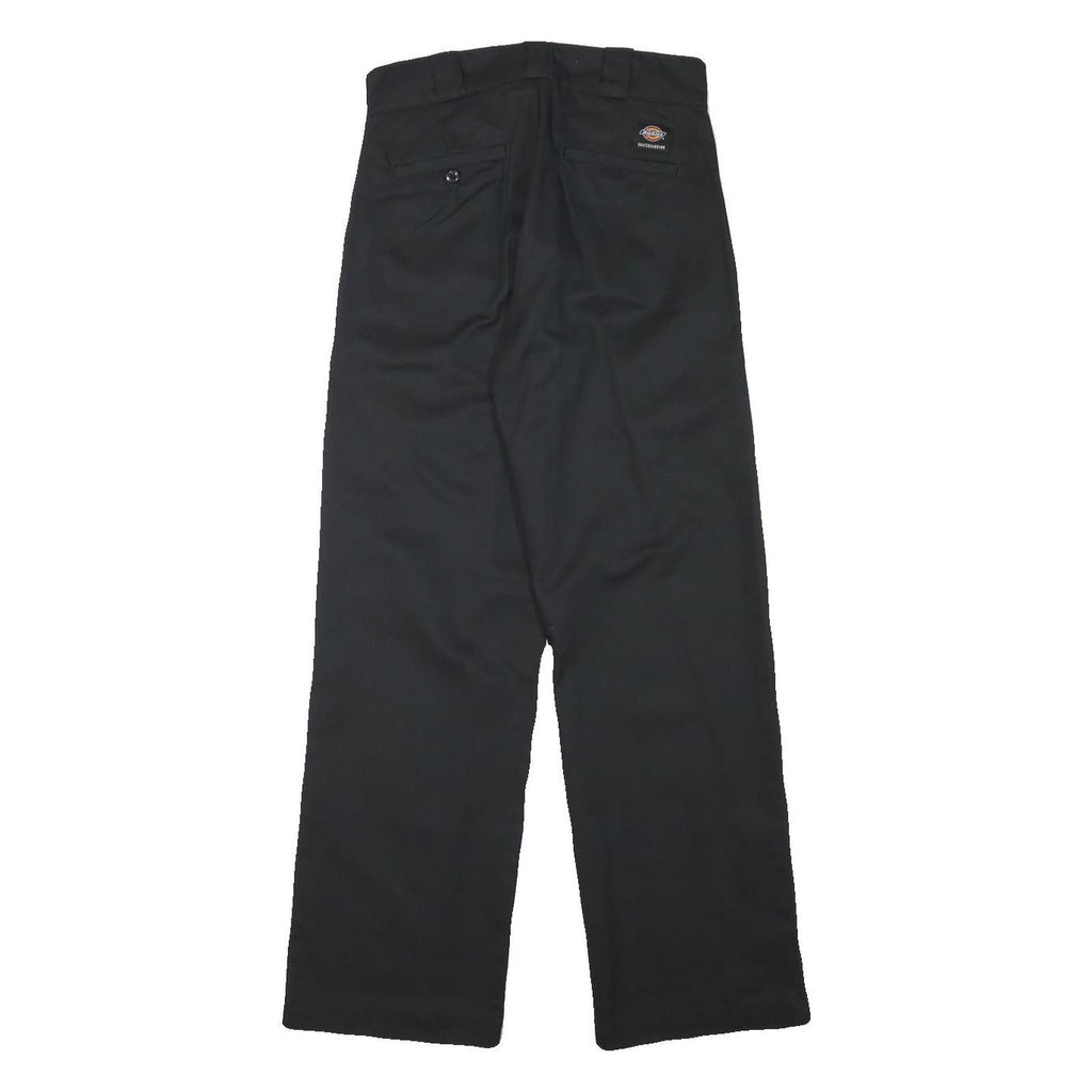 DICKIES Womens Black Regular Straight Cotton Blend Trousers W26 L27 Workwear Zip