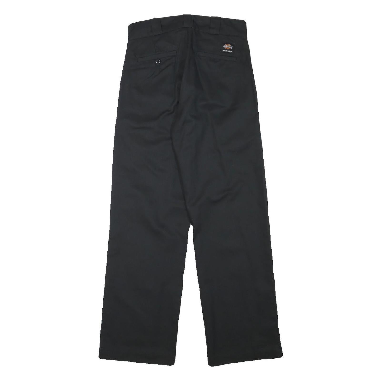 DICKIES Womens Black Regular Straight Cotton Blend Trousers W26 L27 Workwear Zip