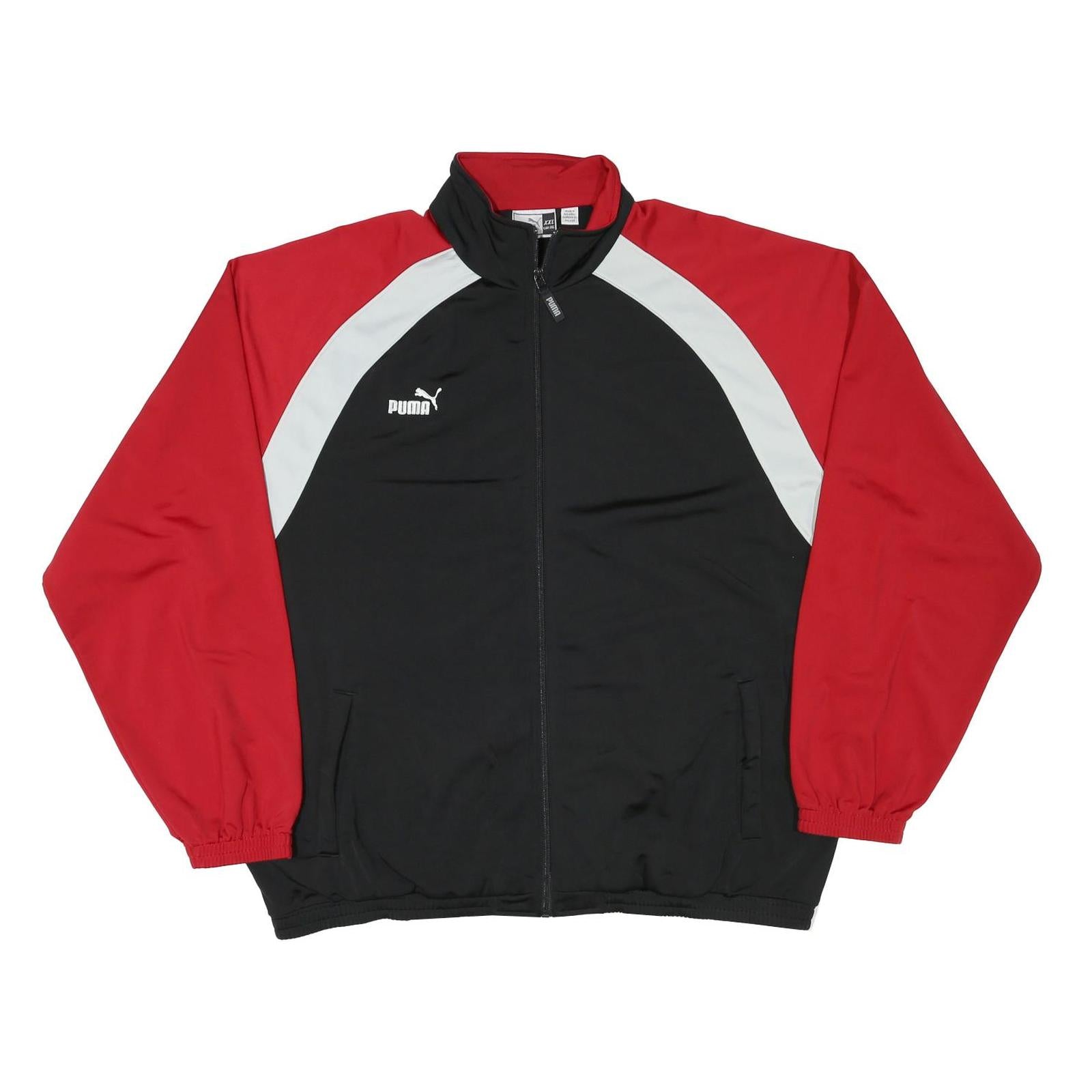 PUMA Mens Black & Red Zip Up Sports Jacket 2XL Polyester Blend Athletic Track