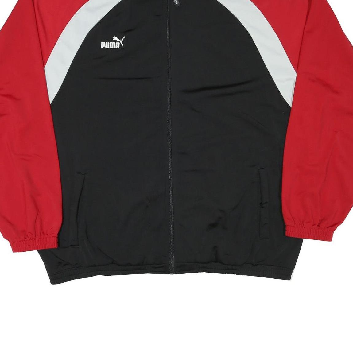PUMA Mens Black & Red Zip Up Sports Jacket 2XL Polyester Blend Athletic Track