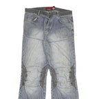 FISHBONE Mens Jeans Blue Regular Straight Denim Medium W36 L36 Button Cotton