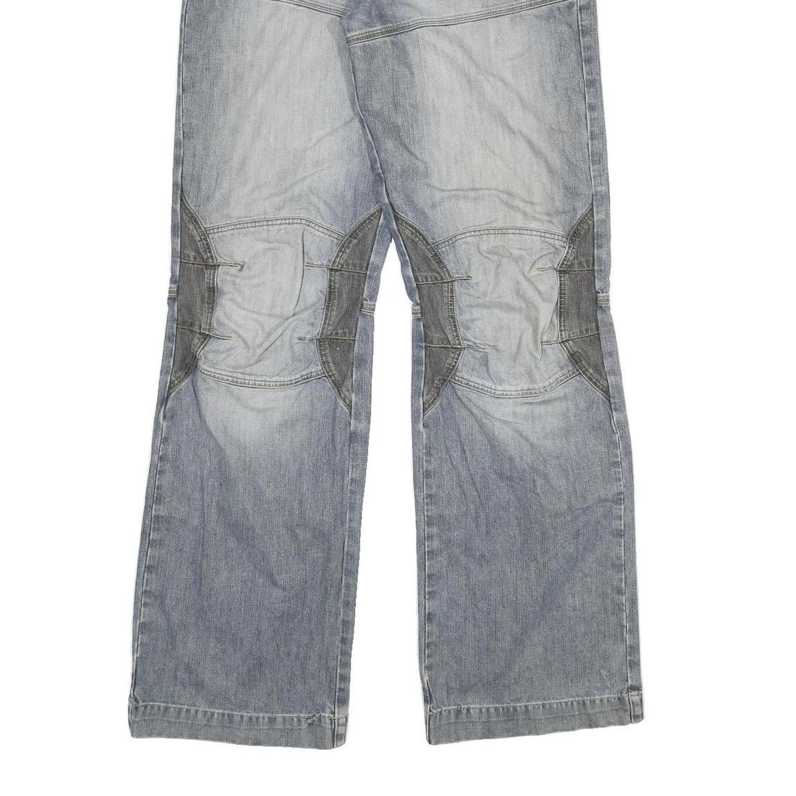 FISHBONE Mens Jeans Blue Regular Straight Denim Medium W36 L36 Button Cotton