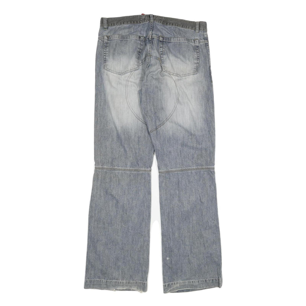 FISHBONE Mens Jeans Blue Regular Straight Denim Medium W36 L36 Button Cotton