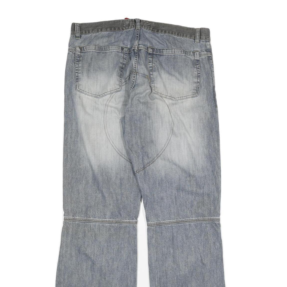 FISHBONE Mens Jeans Blue Regular Straight Denim Medium W36 L36 Button Cotton