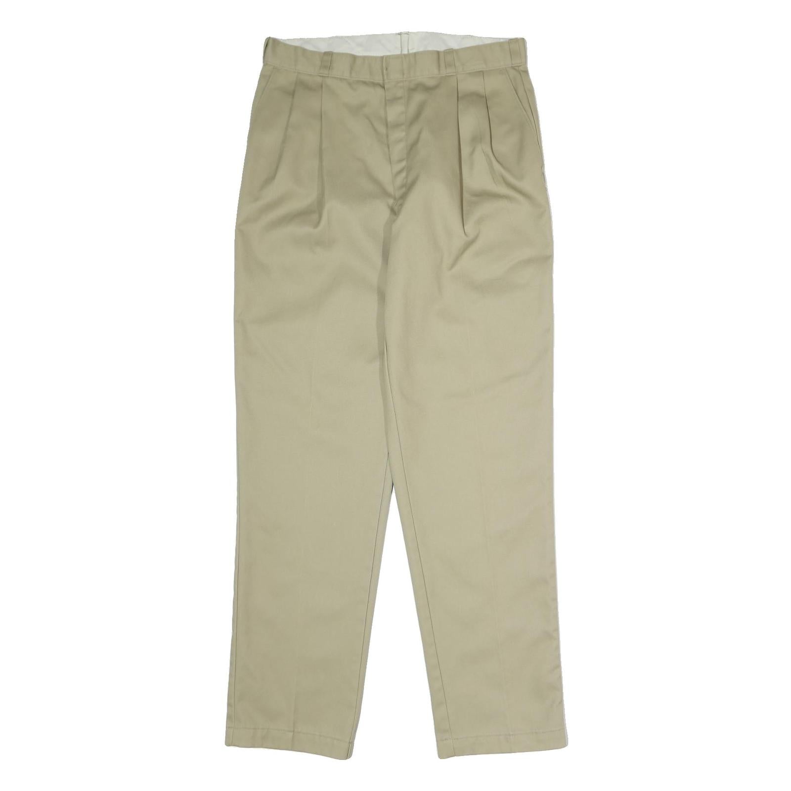 DICKIES Mens Polyester Blend Beige Classic Straight Trousers W36 L34 Workwear