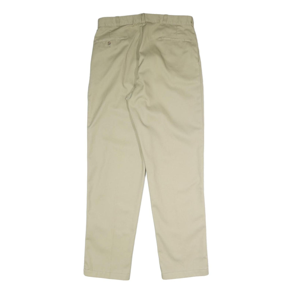DICKIES Mens Polyester Blend Beige Classic Straight Trousers W36 L34 Workwear