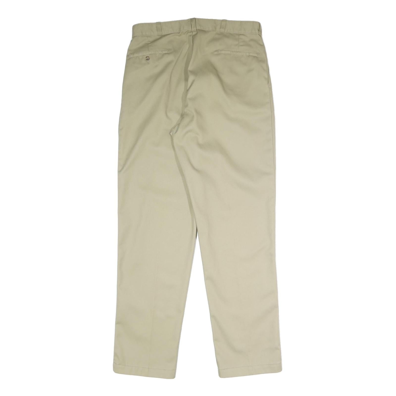 DICKIES Mens Polyester Blend Beige Classic Straight Trousers W36 L34 Workwear