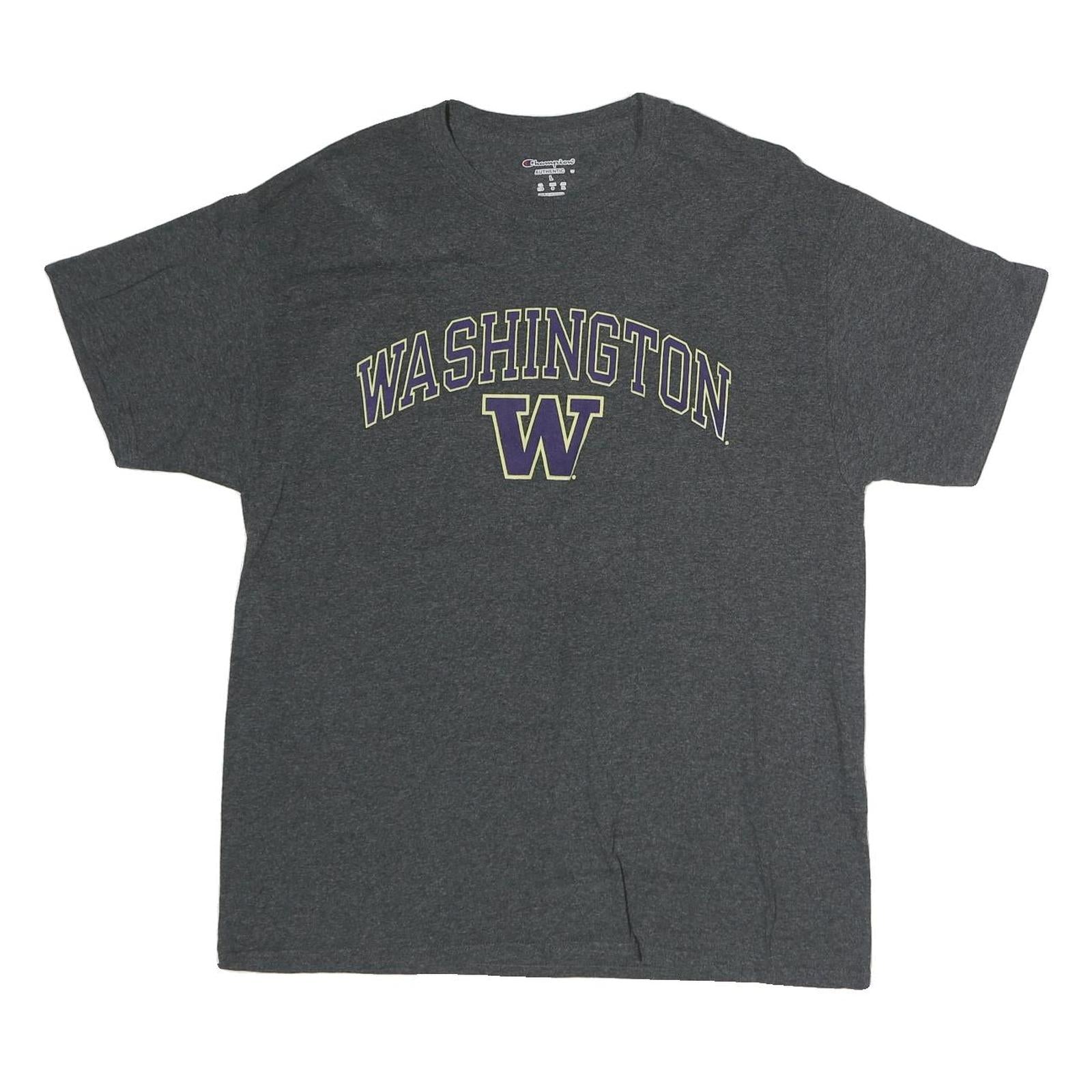 CHAMPION Mens Grey Washington Graphic T-Shirt L Short Sleeve Crew Neck Cotton