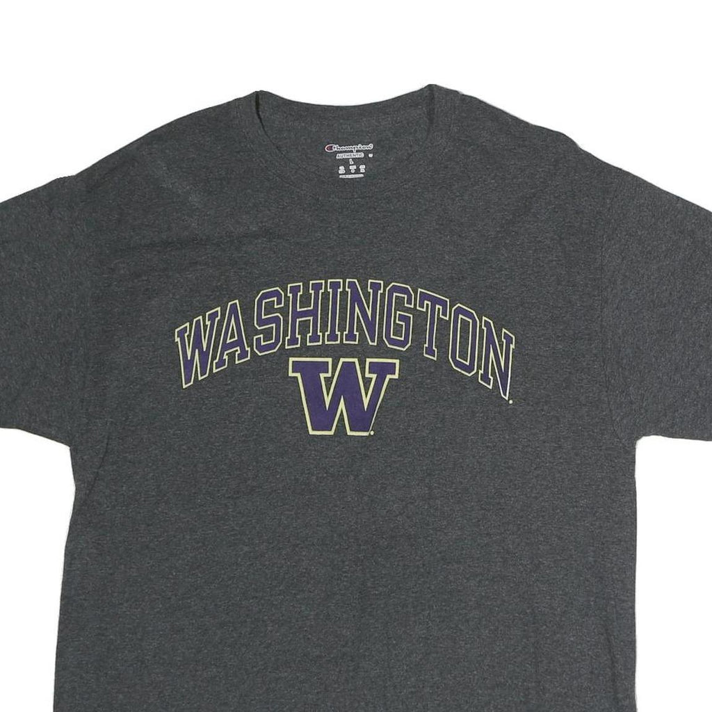 CHAMPION Mens Grey Washington Graphic T-Shirt L Short Sleeve Crew Neck Cotton