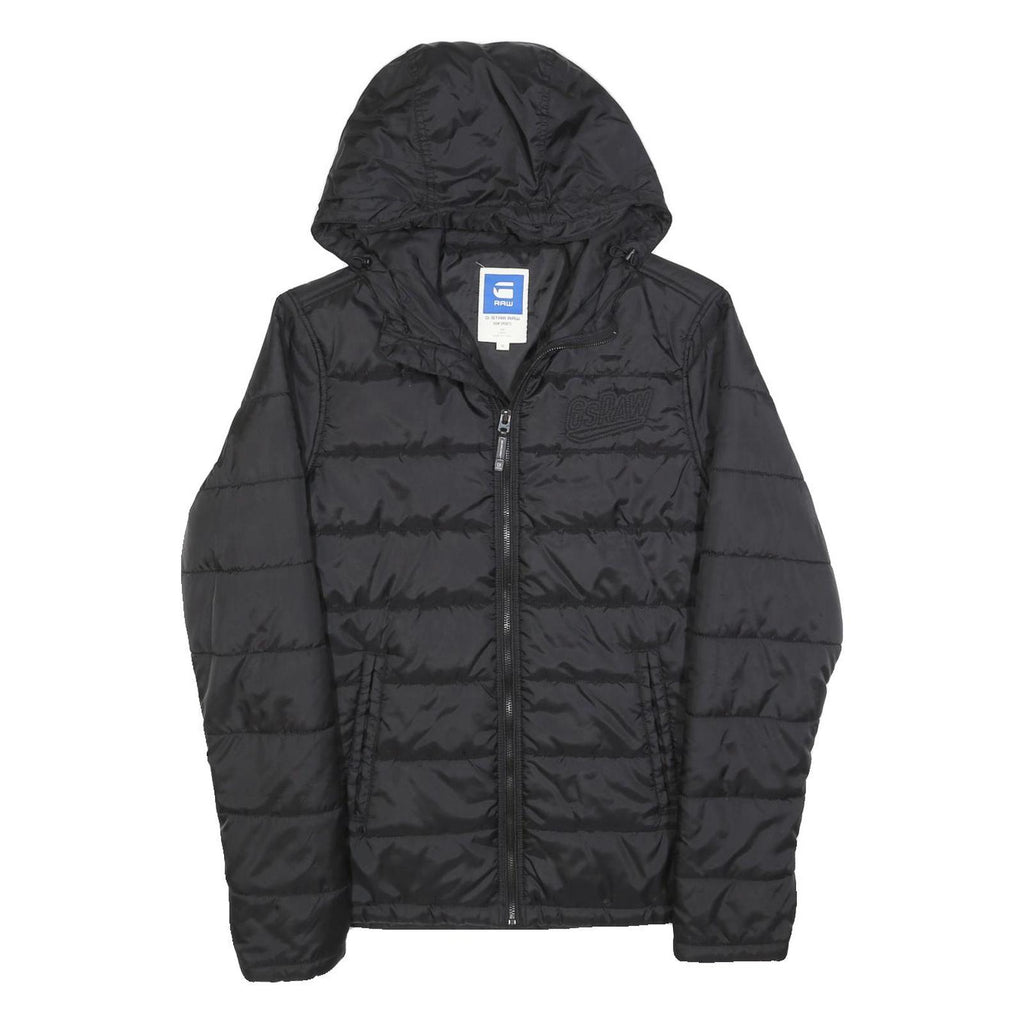 G-STAR Womens Black Jacket M Polyester Blend Plain Zip Hooded Puffer Casual