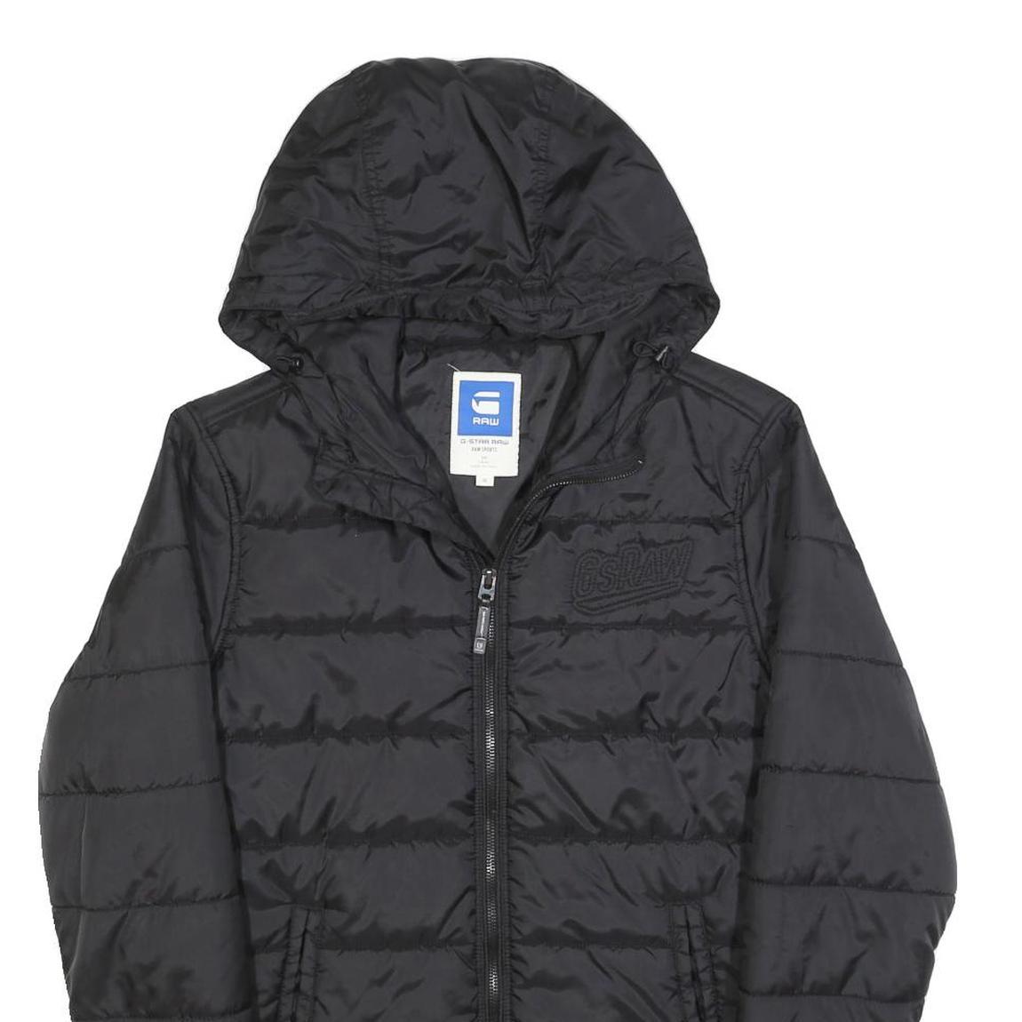 G-STAR Womens Black Jacket M Polyester Blend Plain Zip Hooded Puffer Casual