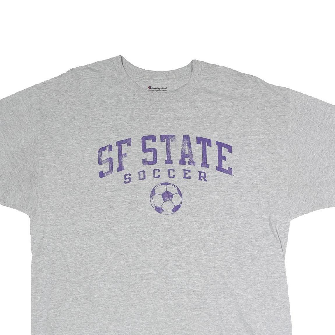 CHAMPION Mens Grey SF State Soccer Graphic T-Shirt XL Short Sleeve Crew Neck