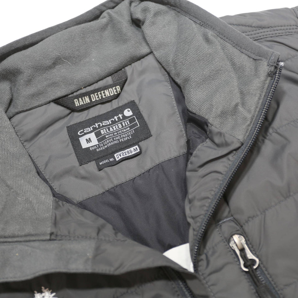 CARHARTT Mens Grey Nylon Quilted Gilet M Custom Homes Logo Zip Up Vest