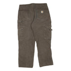 CARHARTT Mens Brown Regular Fit Straight Trousers Cotton Blend W36 L30 Workwear