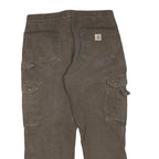 CARHARTT Mens Brown Regular Fit Straight Trousers Cotton Blend W36 L30 Workwear