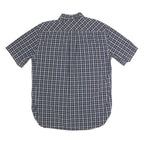 TOMMY HILFIGER Mens Blue Check Shirt L Button Down Collar Short Sleeve Cotton