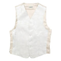 EMANI Mens Cream & White Button Jacket S Polyester Blend Plain Formal Waistcoat