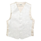 EMANI Mens Cream & White Button Jacket S Polyester Blend Plain Formal Waistcoat