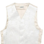 EMANI Mens Cream & White Button Jacket S Polyester Blend Plain Formal Waistcoat