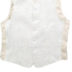 EMANI Mens Cream & White Button Jacket S Polyester Blend Plain Formal Waistcoat
