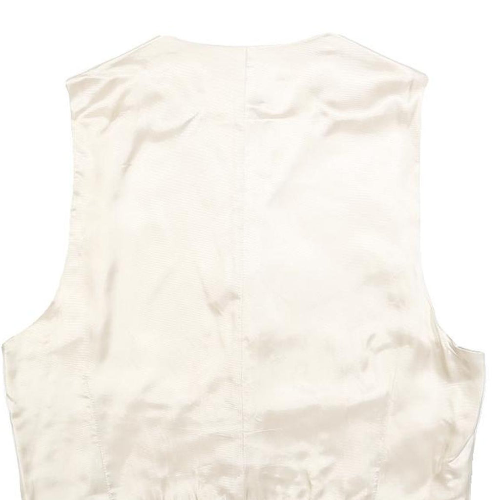 EMANI Mens Cream & White Button Jacket S Polyester Blend Plain Formal Waistcoat