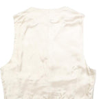 EMANI Mens Cream & White Button Jacket S Polyester Blend Plain Formal Waistcoat