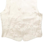 EMANI Mens Cream & White Button Jacket S Polyester Blend Plain Formal Waistcoat