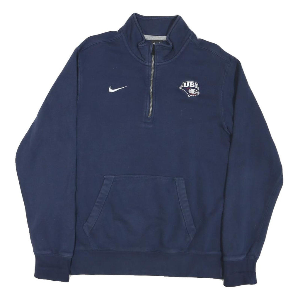 NIKE Mens Blue USI Logo 1/4 Zip Sweatshirt M Cotton Blend Casual Pullover