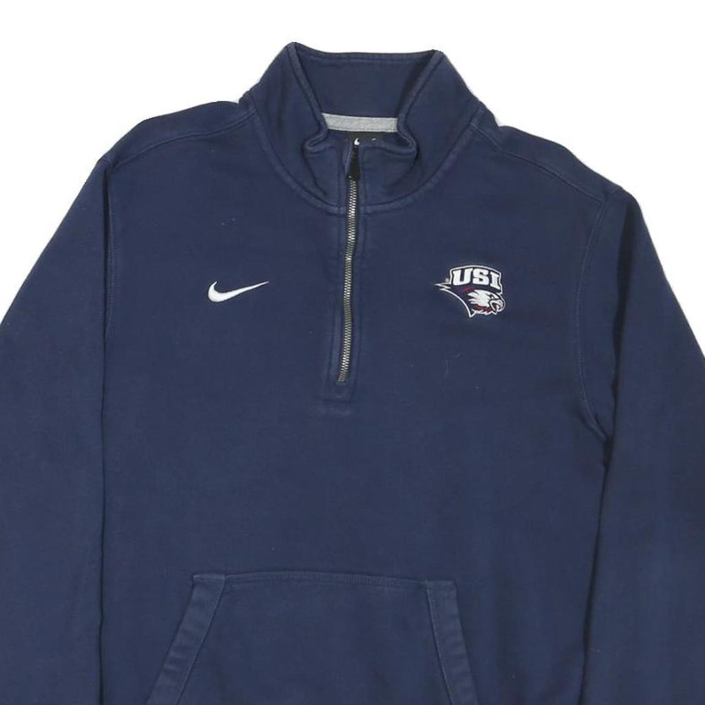 NIKE Mens Blue USI Logo 1/4 Zip Sweatshirt M Cotton Blend Casual Pullover