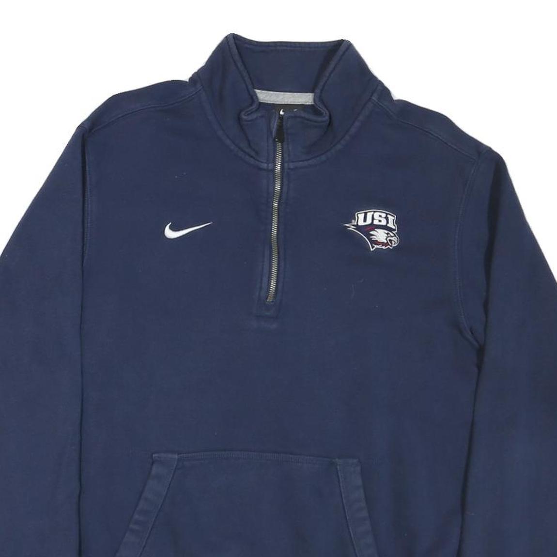 NIKE Mens Blue USI Logo 1/4 Zip Sweatshirt M Cotton Blend Casual Pullover