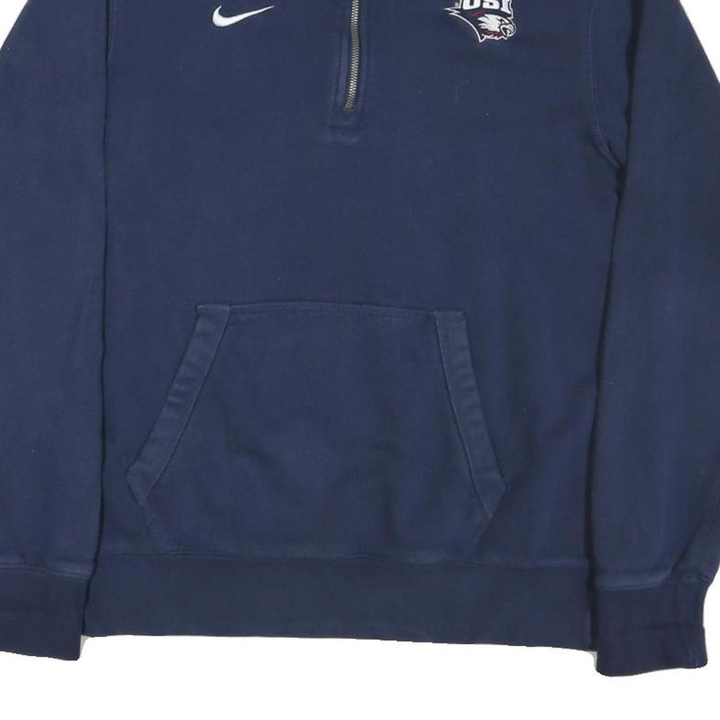 NIKE Mens Blue USI Logo 1/4 Zip Sweatshirt M Cotton Blend Casual Pullover