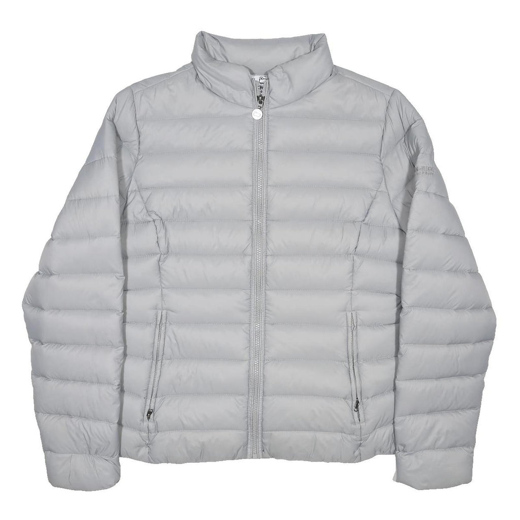 WOOLRICH Womens Grey Nylon Puffer Jacket L Lightweight Zip Outdoor Winter