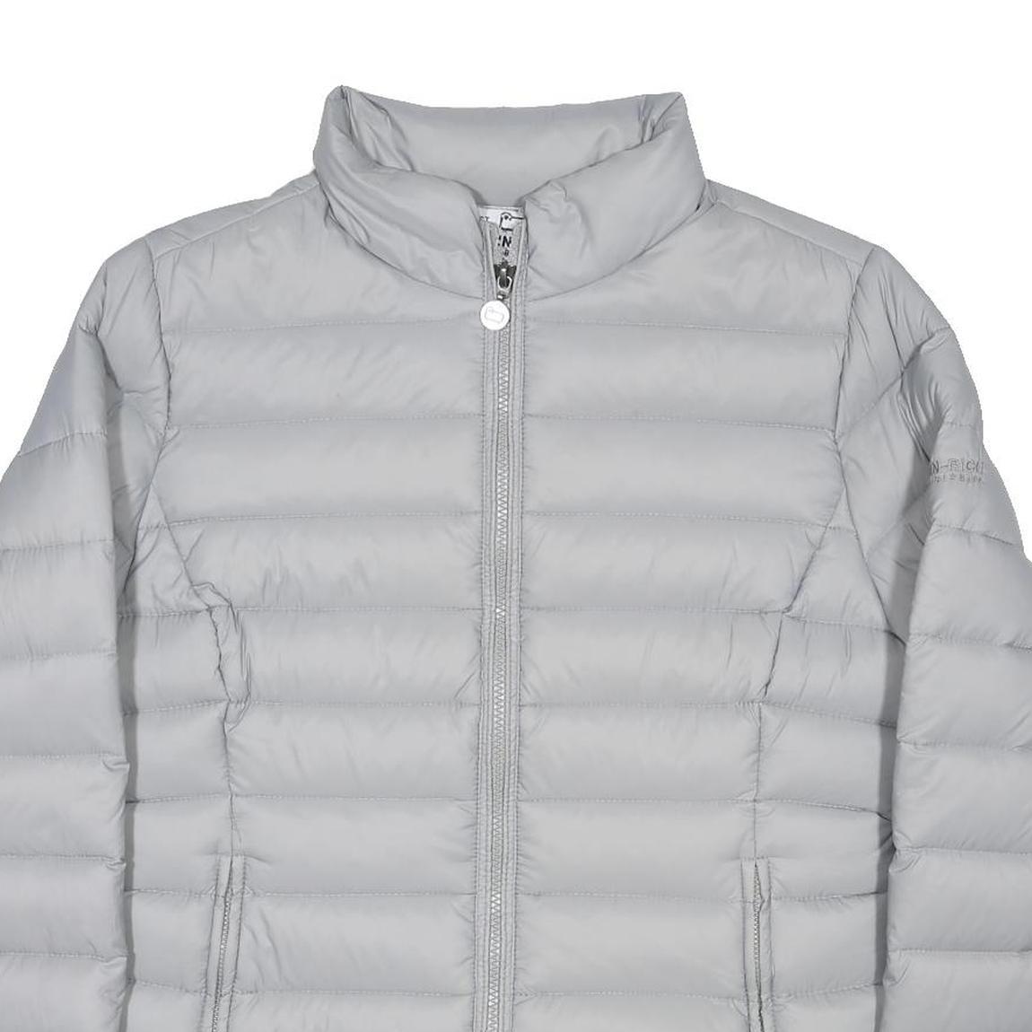 WOOLRICH Womens Grey Nylon Puffer Jacket L Lightweight Zip Outdoor Winter