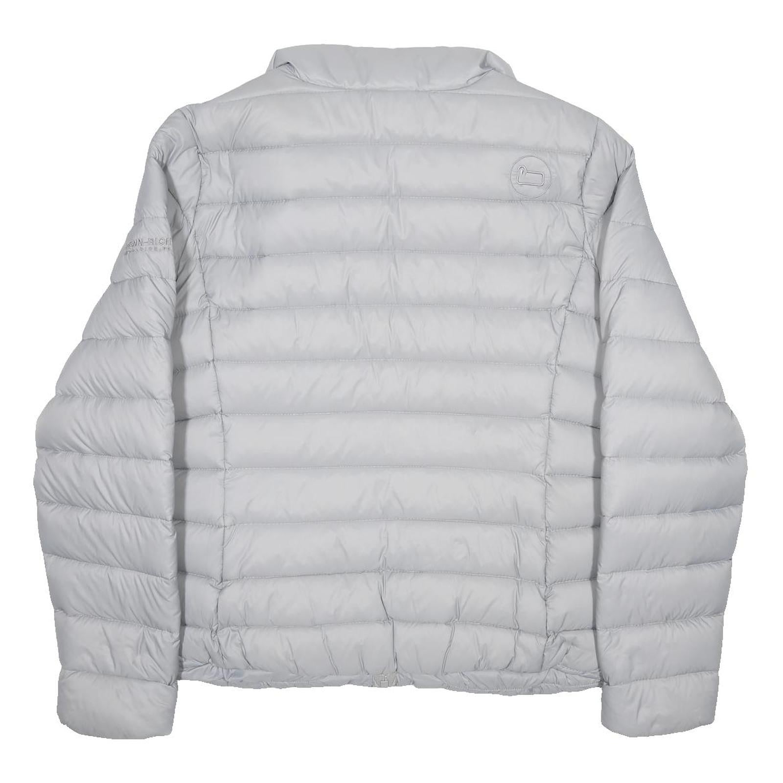 WOOLRICH Womens Grey Nylon Puffer Jacket L Lightweight Zip Outdoor Winter