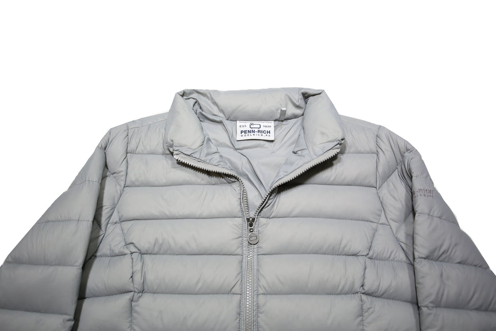 WOOLRICH Womens Grey Nylon Puffer Jacket L Lightweight Zip Outdoor Winter