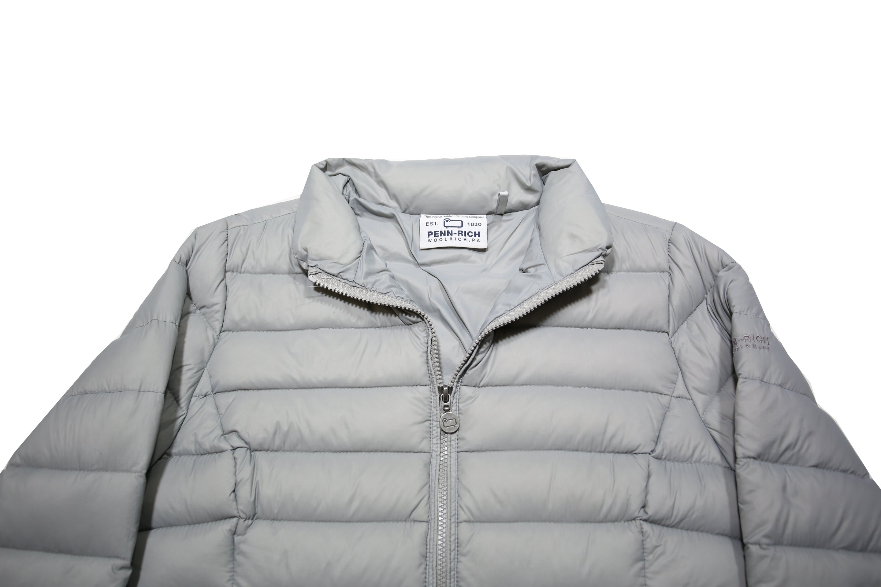 WOOLRICH Womens Grey Nylon Puffer Jacket L Lightweight Zip Outdoor Winter