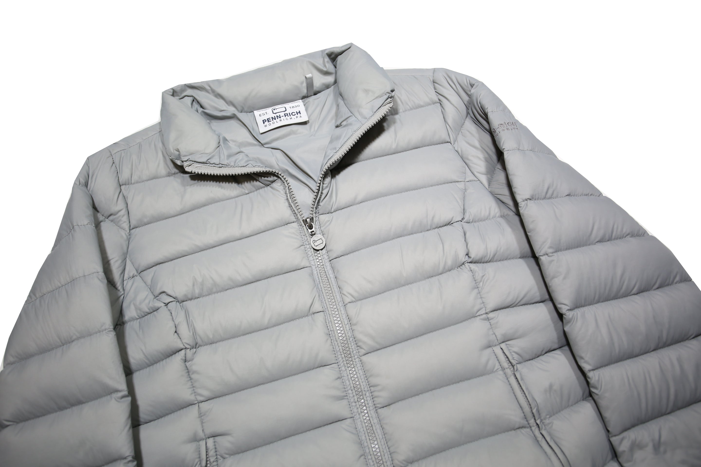 WOOLRICH Womens Grey Nylon Puffer Jacket L Lightweight Zip Outdoor Winter