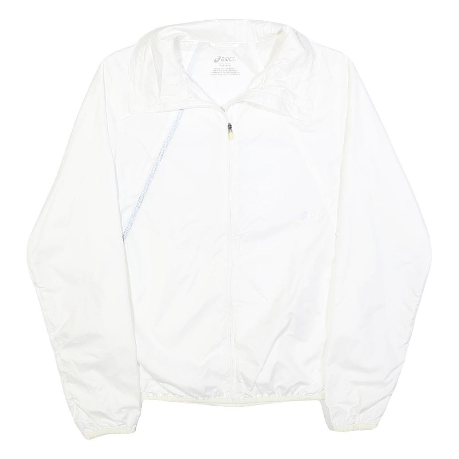 ASICS Womens White Jacket M Polyester Plain Zip Athletic Sportswear Activewear