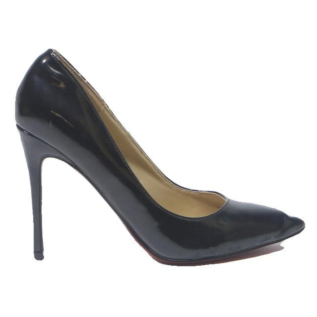 CHRISTIAN LOUBOUTIN Classic Womens Black Synthetic Pointed Toe High Heel UK 4