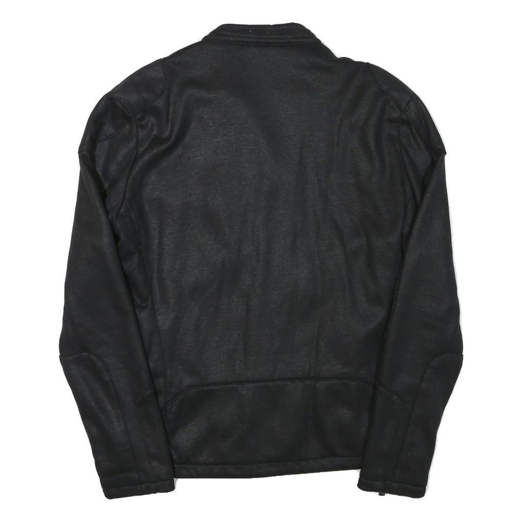 ZARA MAN Mens Black Faux Leather Biker Jacket XS Polyester Blend Zip Padded