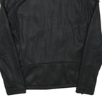 ZARA MAN Mens Black Faux Leather Biker Jacket XS Polyester Blend Zip Padded