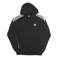 ADIDAS Mens Black Hoodie S Cotton Blend Pullover Logo Striped Sport Casual