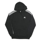 ADIDAS Mens Black Hoodie S Cotton Blend Pullover Logo Striped Sport Casual