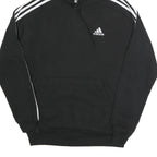 ADIDAS Mens Black Hoodie S Cotton Blend Pullover Logo Striped Sport Casual