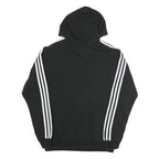 ADIDAS Mens Black Hoodie S Cotton Blend Pullover Logo Striped Sport Casual